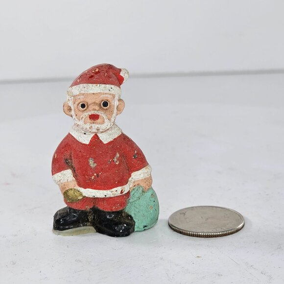 Vintage Spanish Mud People Santa Claus Christmas Figurine Terracotta - Picture 2 of 7